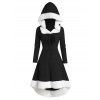 Robe à Capuche Asymétrique Chiné Panneau en Fausse Fourrure à Lacets - Nuit XL