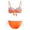 Maillot de Bain Bikini Tordu à Imprimé Fleur et Cactus Trois Pièces - Orange Foncé XL