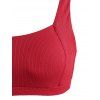 Ribbed Plain Tank Bikini Swimwear - RED 2XL