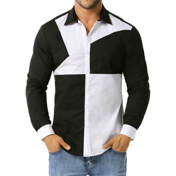 

Button Up Contrast Stitching Detail Shirt, Black