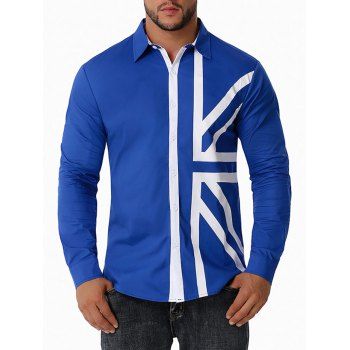 

Button Up Contrast UK Flag Print Shirt, Blue