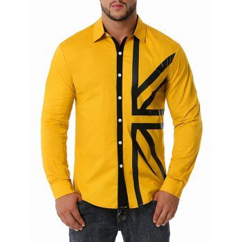 

Button Up Contrast UK Flag Print Shirt, Yellow