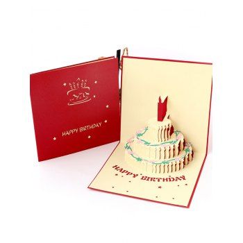 

3D Hollow Out Cake Birthday Gift Card, Multicolor a