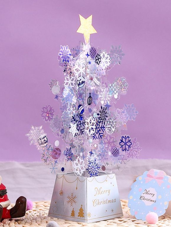 Carte de Vœux Motif Sapin de Noël et Etoile 3D - multicolor B 