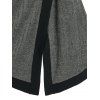 Plus Size Cowl Neck Bicolor Slit Front Knit Sweater - ASH GRAY 4X