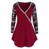 T-Shirt Tunique à Manches Longues et à Imprimé Aztèque Tricoté Grande-Taille - Rouge 1X