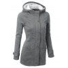 Manteau à Capuche en Fausse Fourrure Insérée avec Poches - Gris Foncé L