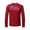 T-shirt Henley Drapeau Américain Lettre Brodée - Rouge Vineux L