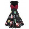 Robe sans Manches à Imprimé Père Noël Arbre et Flocon de Neige - Noir 2XL
