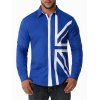 Chemise à Imprimé Drapeau Britannique Boutonnée Contrastée - Bleu XL
