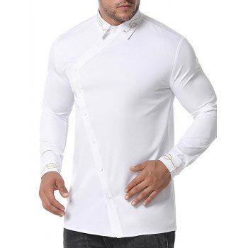 

Button Up Lines Embroidered Shirt, White