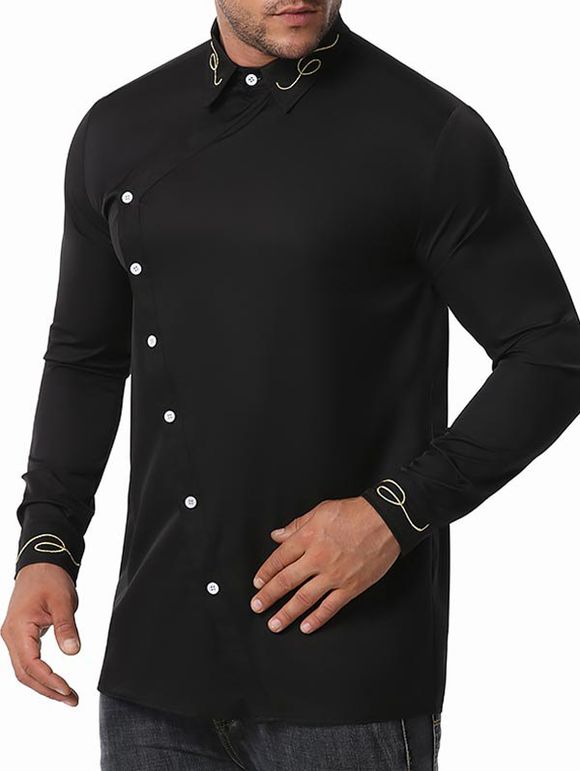 Chemise Brodée Boutonnée - Noir S