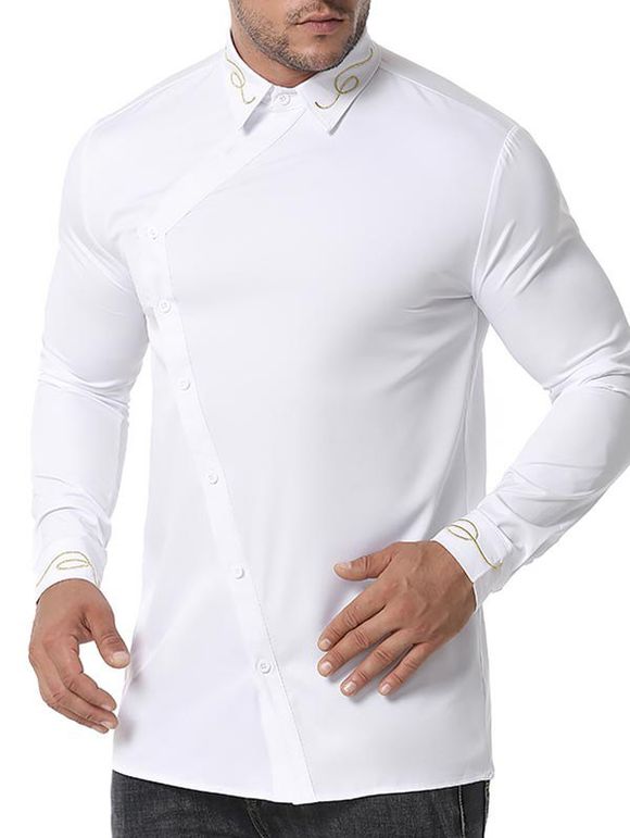 Chemise Brodée Boutonnée - Blanc L