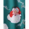 Plus Size Cold Shoulder Christmas Santa Claus Print Dress - DEEP GREEN 1X