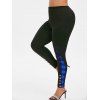 Pantalon à Carreaux Boutonné à Coupe Haute de Grande Taille - Bleu Myrtille 3X