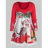 T-shirt Tunique Imprimés Chat et Cadeau de Noël de Grande Taille - Rouge 4X