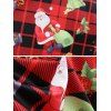Robe à Carreaux avec Imprimé Cloches et Père Noël Grande-Taille - Rouge 3XL