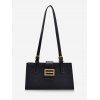 Sac à Bandoulière Rectangle Rétro Embelli de Métal - Noir 