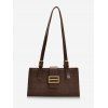 Sac à Bandoulière Rectangle Rétro Embelli de Métal - café 