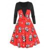 Robe A Line à Imprimé Panda de Noël et Flocon de Neige de Grande Taille - multicolor A 3X