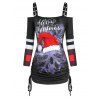 T-shirt de Noël Imprimé à Epaule Dénudée à Lacets - Noir M
