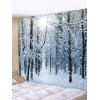 Tapisserie Art Décoration Murale Pendante à Imprimé Forêt et Neige  - Bleu gris W59 X L51 INCH