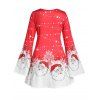Plus Size Christmas Santa Claus Stars Bell Sleeve Tee - RED 1X