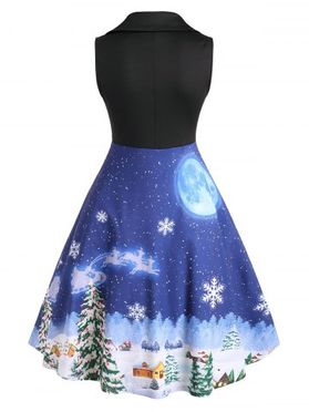 Christmas Print Square Collar Sleeveless Dress 