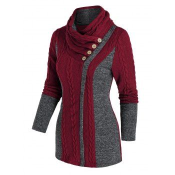 Image of Colorblock Shawl Collar Knitwear