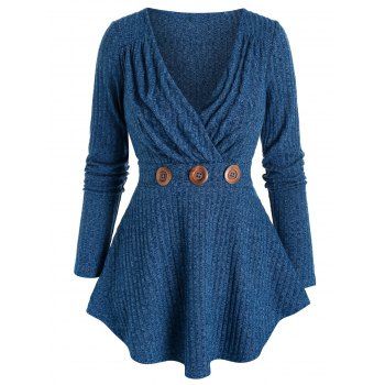 Image of Low Cut Peplum Surplice Knitwear