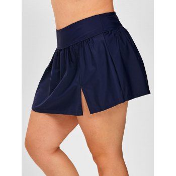 

Plus Size Ruched Detail Skirted Swim Bottom, Deep blue