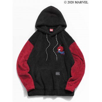 

Marvel Spider-Man Embroidery Colorblock Fluffy Hoodie, Multicolor d
