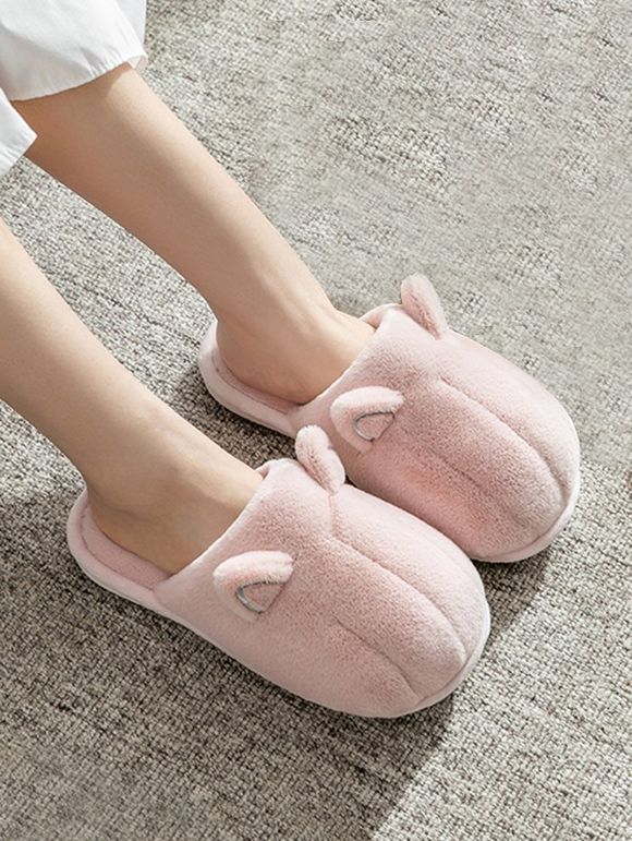 Chaussures Pantoufles Plates en Fausse Fourrure D'Oreille D'Animal - Rose EU 41