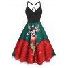 Plus Size Christmas Elk Print O Ring Dress - RED 5X