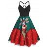 Robe à Imprimé Cerf de Noël Anneau en O de Grande Taille - Rouge 2X