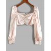 Chemisier Court Boutonné de Grande Taille en Satin à Volants - Rose clair 3XL