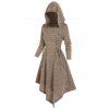 Robe à Capuche Asymétrique en Tricot avec Lacets - café XL