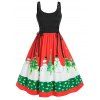 Robe de Noël Ligne A Bouclée Bonhomme de Neige de Grande Taille à Lacets - Rouge 1X