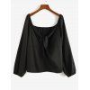 Blouse Nouée Plongeante de Grande Taille à Manches Raglan - Noir 3XL