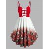 Robe Motif à Carreaux Flocon de Neige Nœud Papillon en Velours - Rouge XL