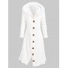 Plus Size Fluffy Hooded Braid Knitted Coat - WHITE 4X