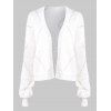 Solid Open Front Pointelle Knit Cardigan - WHITE S