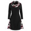 Robe Pull Convertible Côtelé à Carreaux Imprimés - Noir L