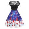Robe à Imprimé Père Noël et Neige de Grande Taille - Bleu 3X