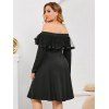 Plus Size Off The Shoulder Mesh Ruffled Dress - BLACK 3X