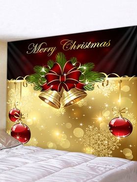 Merry Christmas Bell Print Wall Tapestry
