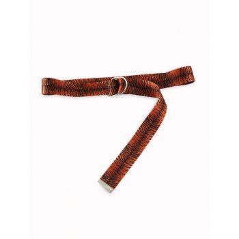 

Tiger Pattern Double Ring Canvas Belt, Coffee