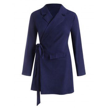 

Plus Size Lapel Flap Detai Wrap Blazer, Blue