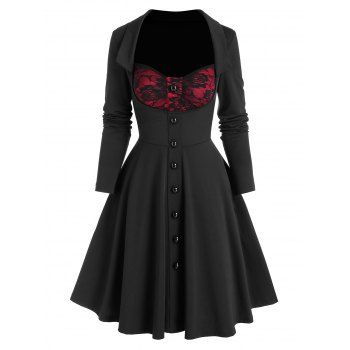 

Vintage Lace Insert Pin Up Dress, Black