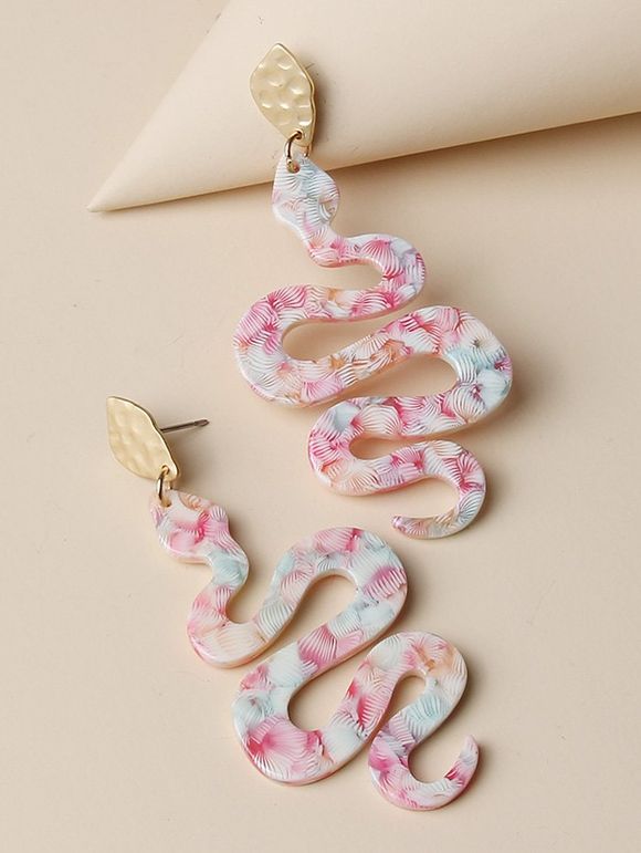 Boucles D'Oreilles Pendantes en Forme de Serpent en Couleur Mélangée - multicolor A 